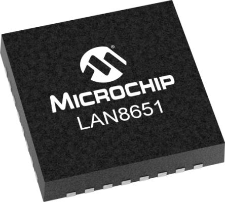 Microchip Contrôleur Ethernet, LAN8651B0-E/LMX, SPI, SPI, 10Mbit/s 32-VQFN 2,5 V, 32 Broches