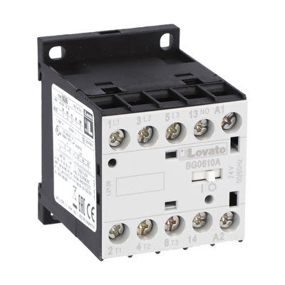 Lovato BG06 Series Contactor, 220 V Coil, 3-Pole, 6 A, 3 KW, 1NO, 690 V