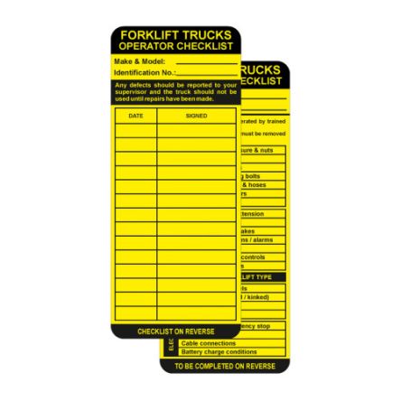 Spectrum Industrial Anhänger Forklift Trucks Operator Checklist, 10Stück, B. 75mm, L. 180mm