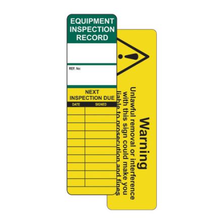 Spectrum Industrial Anhänger Equipment Inspection Record, 10Stück, B. 75mm, L. 180mm