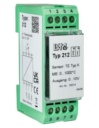 LKMelectronic Temperatur-Messumformer 15 → 26 V Ac, 0°C → 600°C Für B, E, J, K, L, N, S, T, U Ausgang 0 →