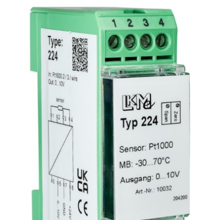 LKMelectronic Temperatur-Messumformer 15 → 26 V Ak/dc, 15 → 35 V Ak/dc, -30°C → 70°C Für Pt100/Pt1000