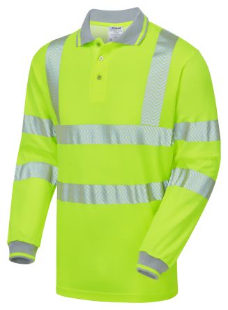 PULSAR Polo De Alta Visibilidad De Manga Larga Para Hombre De Color Amarillo, Talla 139.7 → 149.86cm