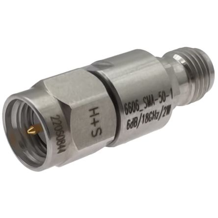 Huber+Suhner RF Attenuator Straight Coaxial Connector SMA 4dB, Operating Frequency 18GHz
