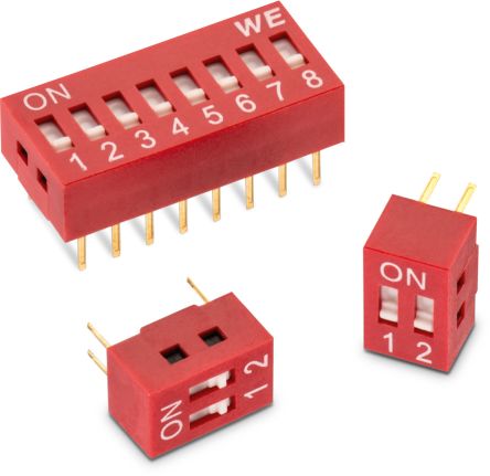 Wurth Elektronik Interruptor DIP, SPST, Montaje En Orificio Pasante, Actuador Actuador Plano, 1 Vías