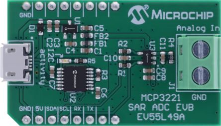 Microchip Carte D'évaluation MCP3221 SAR ADC Evaluation Board Carte D'évaluation Pour MCP3221 Pour MCP3221