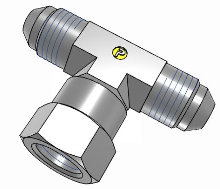 Parker Hydraulik-Überwurfmutter-T-Stück, UNF 1/2-20 Außengewinde - UNF 1/2-20 Innengewinde