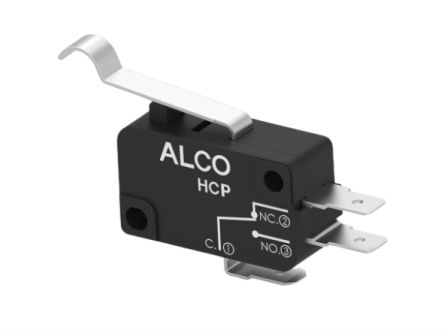 TE Connectivity Simulated Roller Lever Snap Action Micro Switch, Quick Connect Terminal, 10A, SPDT