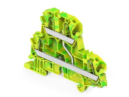 Entrelec 1SNK Series Green, Yellow Terminal Block, 4mm², 2-Level, Push In Termination