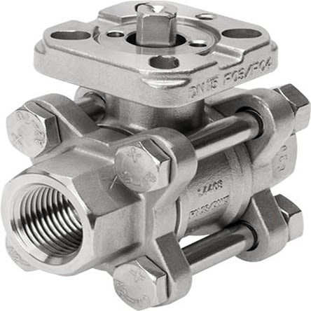 Festo Stainless Steel 2 Way, Ball Valve 1/4in, 8mm, 63bar Operating Pressure