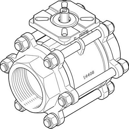 Festo Válvula De Bola,, VZBA-3-GG-63-T-22-F0710-V4V4T, Acero Inoxidable, 80mm