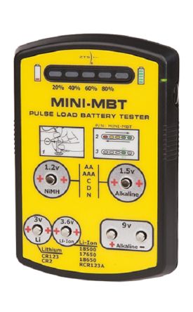 ZTS Comprobador De Baterías Modelo MINI-MBT, Tamaño De Batería 1.5 V, 9V, AA, AAA, C, D
