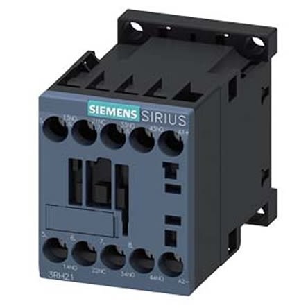 Siemens 3RH2 Series Contactor Relay, 230 V Dc Coil, 4-Pole, 10 A, 3NO + 1NC, 690 V Ac