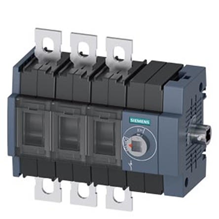 Siemens Interruptor Seccionador, 3, Corriente 200A, Potencia 110kW, IP00, IP20