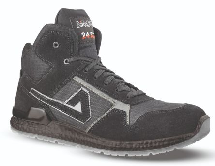 AIMONT WILLARD ABI13 Herren Sicherheitsstiefel Schwarz, Grau, Mit Aluminium-Schutzkappe EN20345 S1P, Größe 39 / UK 6