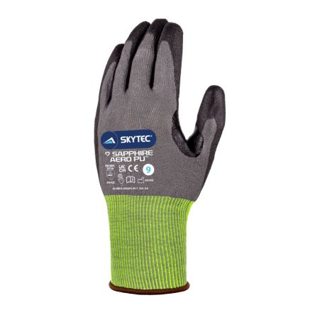 Skytec Guantes De Trabajo De HPPE Negro; Gris Serie SAPPHIRE AERO PU, Talla 10, XL, Con Recubrimiento De Poliuretano