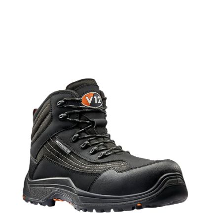 V12 Footwear Tiger IGS Unisex Black Toe Capped Safety Shoes, UK 10.5, EU 45