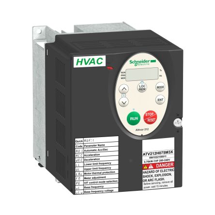 Schneider Electric Variable Speed Drive, 2.2 KW, 3 Phase, 240 V, 7.3 A, ATV212 Series