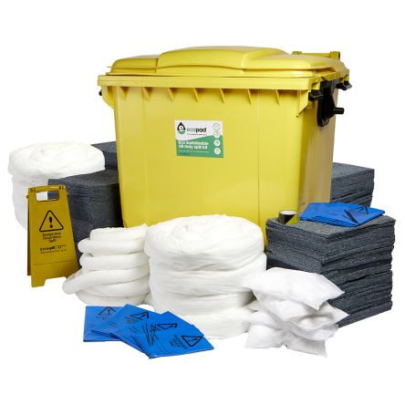 Ecospill Ltd Kit Para Derrames, Contiene 1 X 1100 Ltr Bin, 1 X Floor Sign, 1 X Hazard Tape, 7 X 3M Socks, 8 X Booms, 20