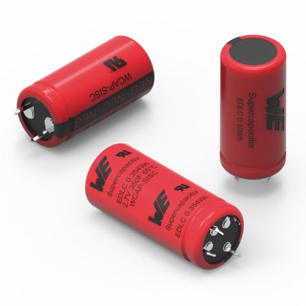 Wurth Elektronik 100F Supercapacitor -10 → +30% Tolerance, WCAP-SISC 2.7V Dc, Through Hole