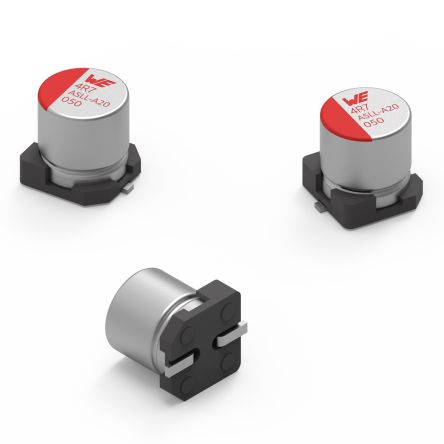 Wurth Elektronik Würth Elektronik, SMD Aluminium-Elektrolyt Aluminium-Polymer-Kondensator 22μF / 63V Dc