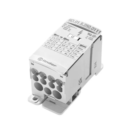 Finder Schraubklemme Verbindungsklemme Ohne Sicherung 12-polig, 2/0 AWG, 100kA / 1000/1500 V AC/DC, 70mm², Kunststoff,