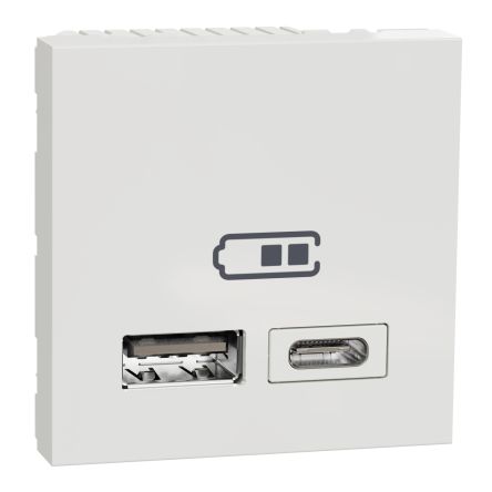 Schneider Electric Prise Femelle USB Double, Montage Encastré, USB A, USB C