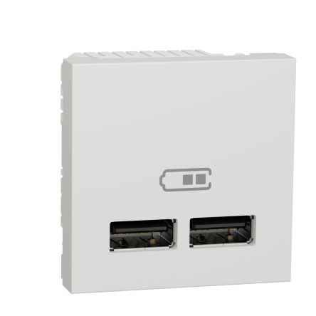 Schneider Electric Conector Hembra USB, Blanco, 2 Módulos, Sin Interruptor, 2.1A
