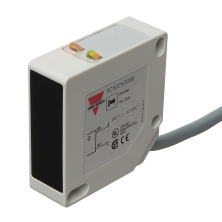 Carlo Gavazzi Rechteckig Optischer Sensor, Durchgangsstrahl, Bereich 20000 Mm, NPN Ausgang, Anschlusskabel,