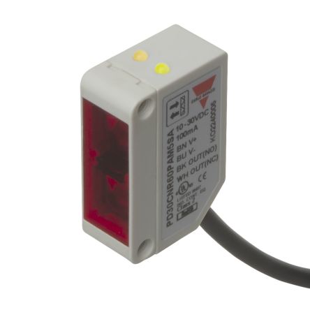 Carlo Gavazzi Rechteckig Optischer Sensor, Diffuse Reflektor, Bereich 0 → 200 Mm, NPN Ausgang, Anschlusskabel,