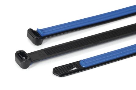 HellermannTyton Cable Tie, Soft Grip Tie, 140mm X 12.7 Mm, Black On Blue TPE, Pk-500pack