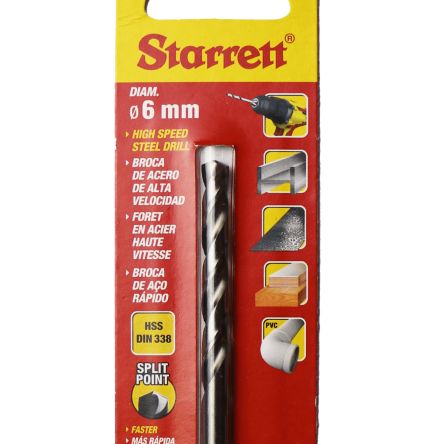 Starrett KBAR HSS Spiralbohrer 6mm X 93 Mm, Anschliffwinkel 130°