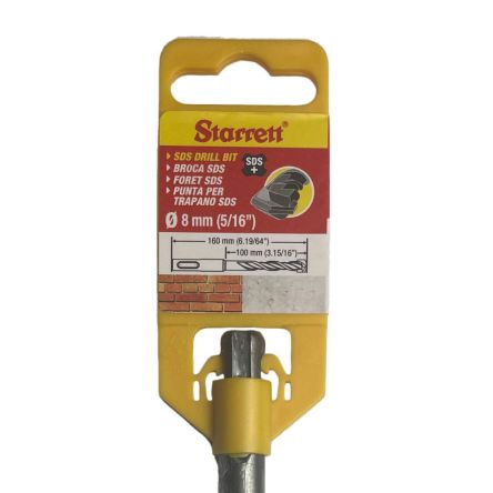 Starrett Punta SDS, Punta Al Carburo, Ø 8mm, Lunghezza 160 Mm