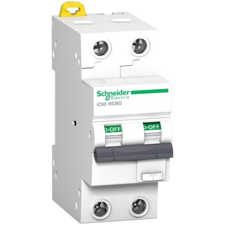 Schneider Electric RCBO, 16A Current Rating, 2P Poles, 30mA Trip Sensitivity, Type A-SI, Acti9 Range