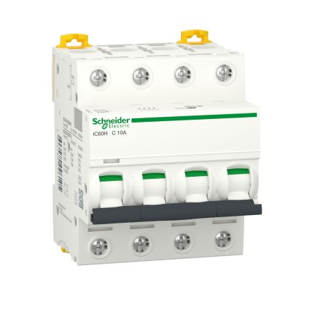 Schneider Electric Interruptor Automático 4P, 10A, Poder De Corte 10.000 A, Acti9