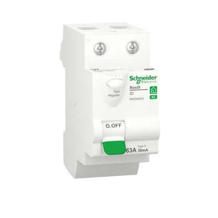 Schneider Electric R9E RCCB, 2-polig, 63A, 30mA Typ A Resi9 230V Ac