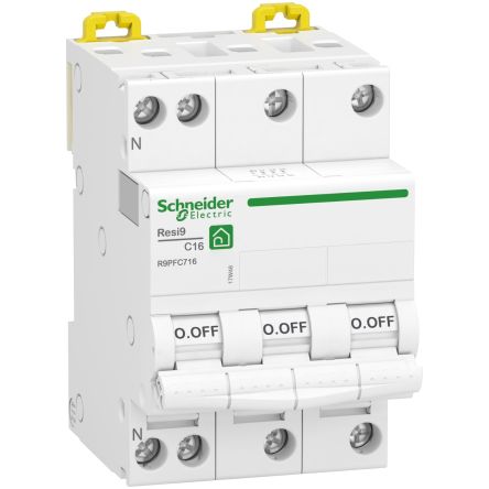 Schneider Electric R9PF MCB Leitungsschutzschalter, 3-polig 16A 400V, Abschaltvermögen 3000 A Resi9