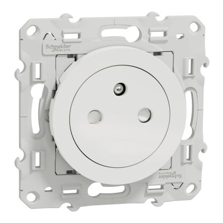 Schneider Electric Steckdose Französisch 2P Einbaumontage 1-fach Innenbereich Weiß, 2-polig / 16A