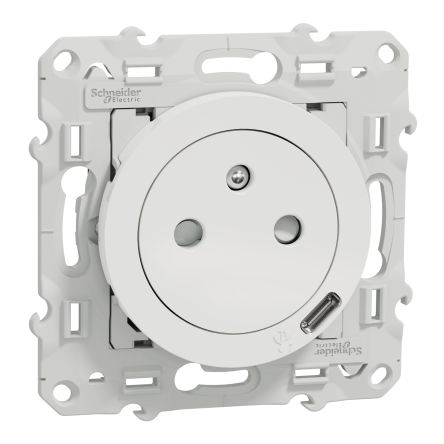 Schneider Electric Steckdose Französisch 2P Einbaumontage 1-fach Weiß, 2-polig / 16A