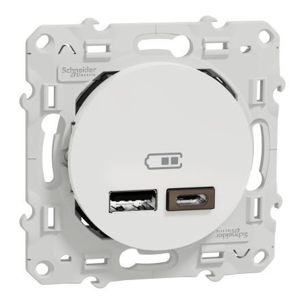 Schneider Electric White USB Socket, 2.4A