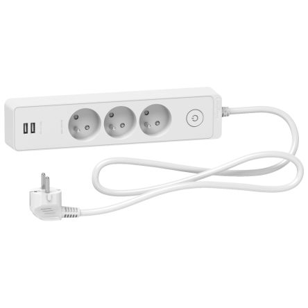 Schneider Electric Französisch 2P Mehrfachsteckdose, 3-fach, 1.5m Kabel, 250 V, / 16A