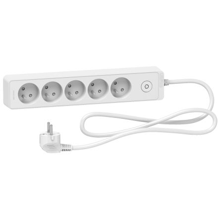 Schneider Electric Französisch 2P Mehrfachsteckdose, 5-fach, 1.5m Kabel, 250 V, / 16A