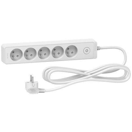 Schneider Electric Französisch 2P Mehrfachsteckdose, 5-fach, 3m Kabel, 250 V, / 16A