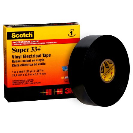 3M Scotch Vinyl Electrical Tape Super Isolierband, PVC Schwarz, 0.178mm X 25.4mm X 3