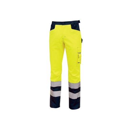 U Group Hi - Light Yellow Men's 40% Polyester, 60% Cotton High Visibility Work Trousers 36 → 39in, 98 →