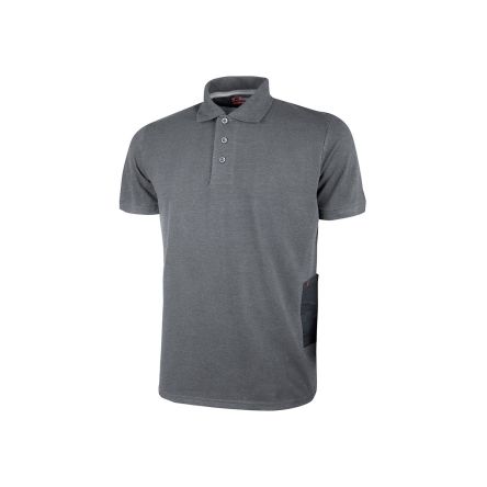 U Group Camisa De Manga Corta, De 35 % Algodón, 65 % Poliéster, De Color Gris, Talla L