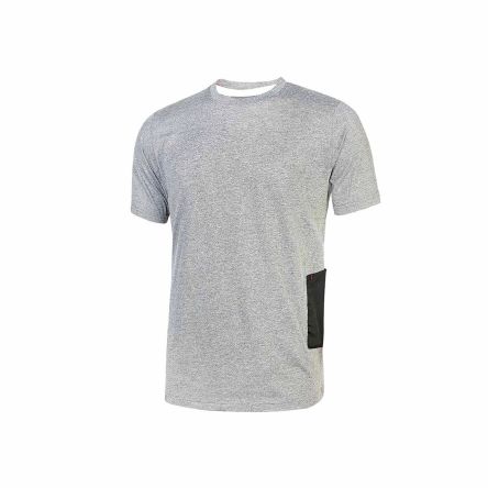 U Group Camiseta De Manga Corta, De 10 % Viscosa, 90 % Algodón, De Color Gris/Plata, Talla XL