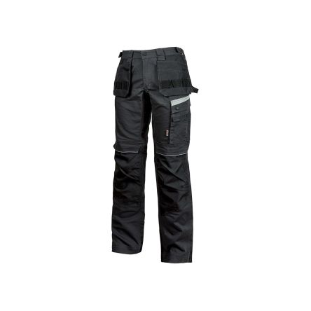 U Group Performance Black Men's Cotton, Elastane, Polyester Water Repellent Work Trousers 46 → 50in, 117