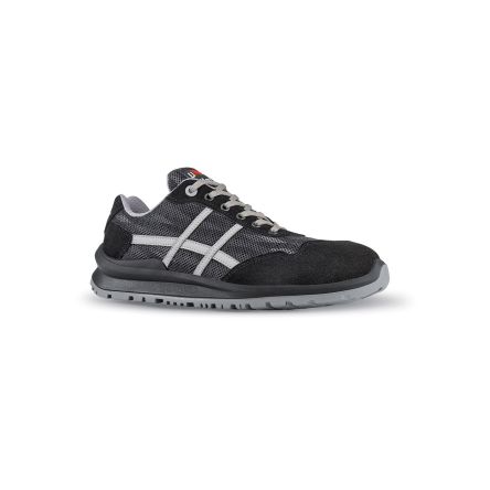 U Group Flat Out Unisex Black, Grey Aluminium Toe Capped Safety Shoes, UK 13, EU 48