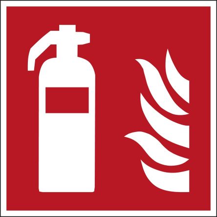 Brady Señal De Protección Contra Incendios Autoadhesiva Con Pictograma: Extintor Contra Incendios, Texto En : X 200 Mm